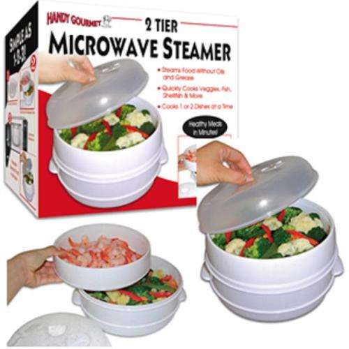 Handy Gourmet 2 Tier Microwave Steamer vegetable fast Food Cooker