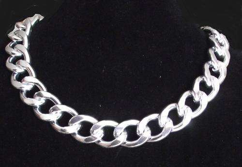 Gorgeous Silver Tone Curb Chain Necklace