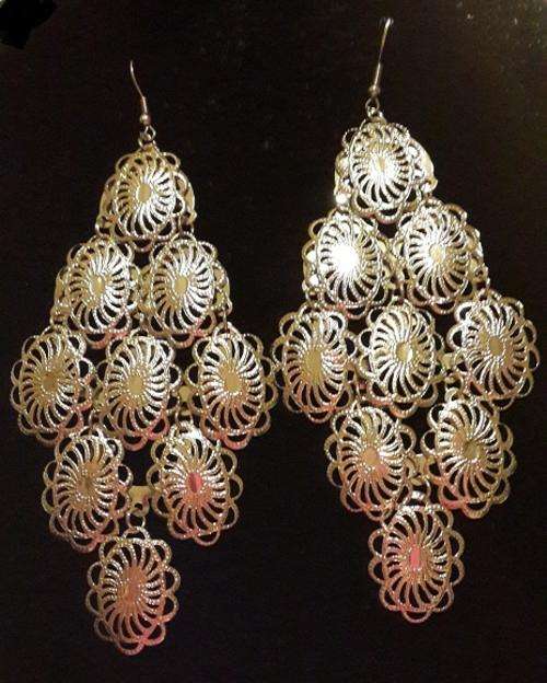 Lovely Silver Tone Chandelier Dangle Earrings