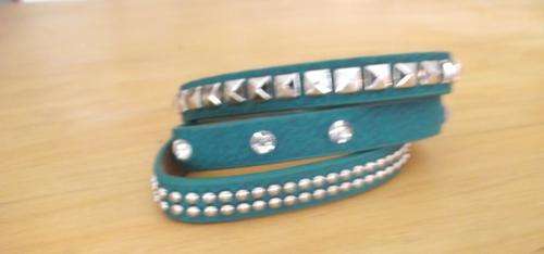 Emerald Green Stud Embellished Wrap Bracelet