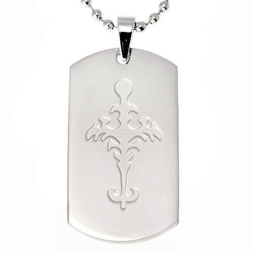 316L Stainless Steel Cut out Cross Dog Tag Cross Pendant Necklace w Free Chain