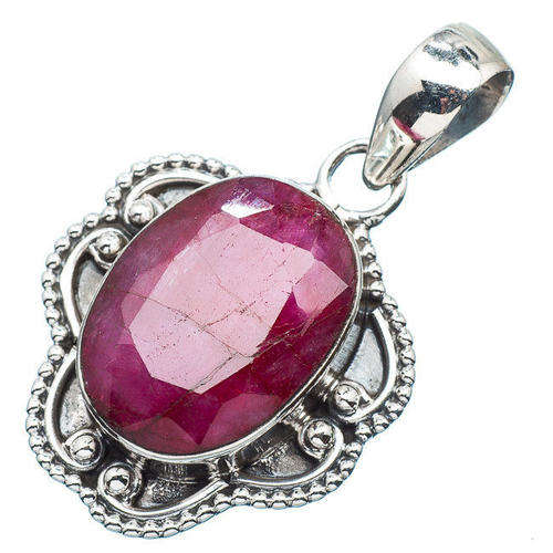 ROYAL RUBY SOLID 925 STERLING SILVER PENDANT 1 1/2"