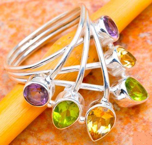 AMETHYST, CITRINE, PERIDOT SOLID 925 STERLING SILVER RING  # 8