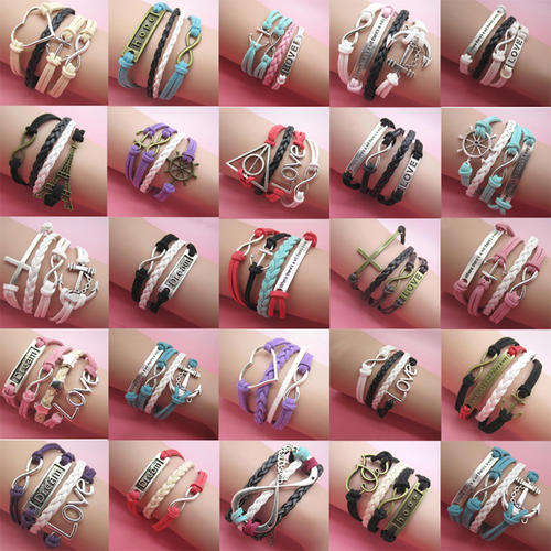 24 Pieces Lot Assorted Colours Infinity Bracelets Free Shipping