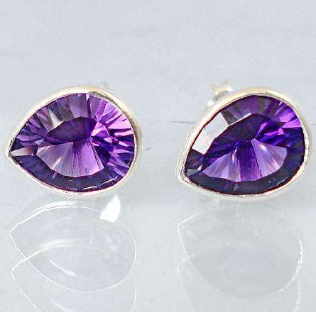4.68cts PURPLE AMETHYST IN SOLID 925 STERLING SILVER STUD EARRINGS