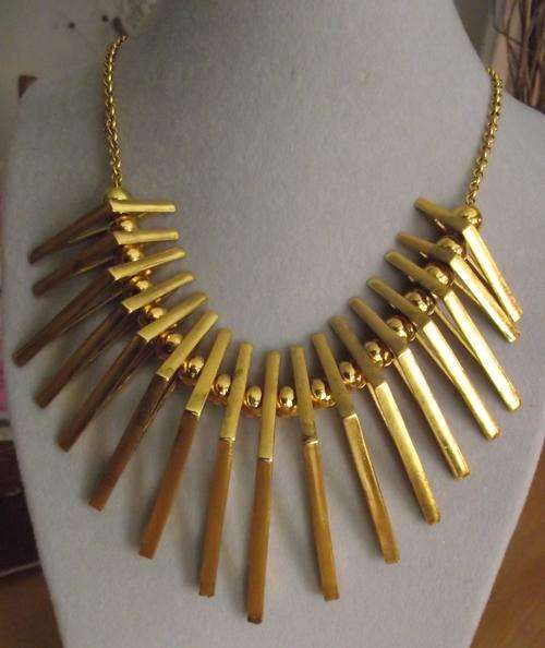 Lovely Gold Tone  Bib Necklace  (Free Gift Box)