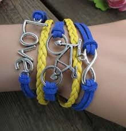 Blue & Yellow Infinity Bicycle Charm Bracelet