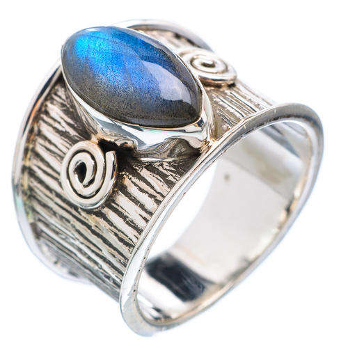 LABRADORITE SOLID 925 STERLING SILVER RING SIZE 7.75