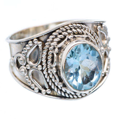 GENUINE BLUE TOPAZ SOLID 925 STERLING SILVER RING SIZE 8.5