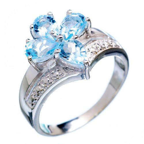 GENUINE BLUE TOPAZ SOLID 925 STERLING SILVER RING SIZE 7 JEWELRY