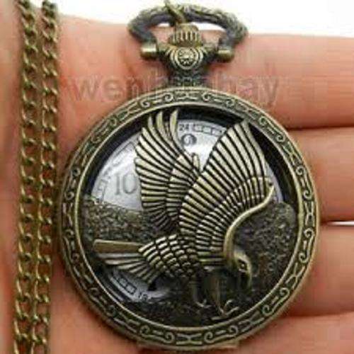 RETRO ANTIQUE LOOK EAGLE POCKET NECKLACE WATCH