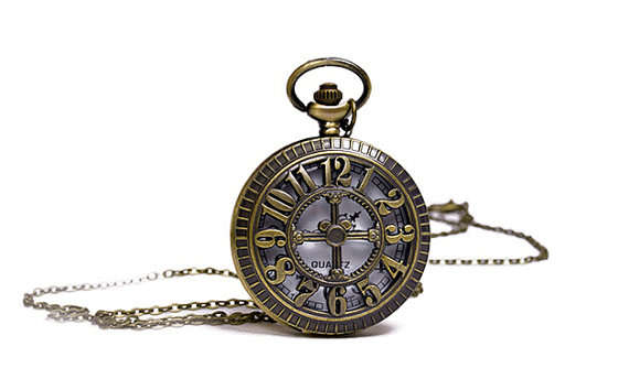 RETRO ANTIQUE LOOK  POCKET NECKLACE WATCH