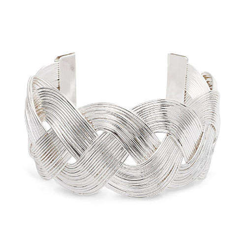 Silver Tone Cuff Bracelet in Braided Design