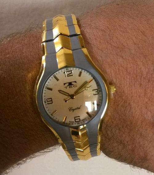 Men's/Boy's Gold Tone/Grey TEC Analog Quarts Wrist Watch