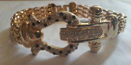 Stunning  18ct Gold Filled  Clear & Black CZ Bracelet