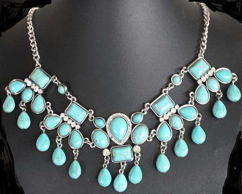 Tibetan Silver  Turquoise Statement Necklace