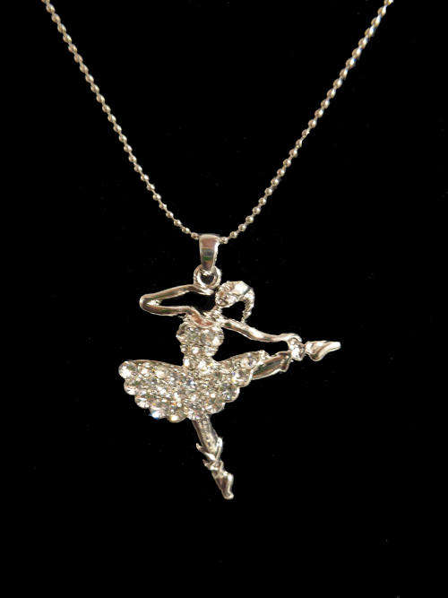 Pretty Silver Balerina Pendant Necklace