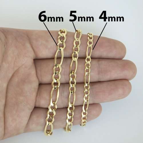 3mm Gold Filled  Stainless Steel Figaro Men's Chain Necklace 60cm