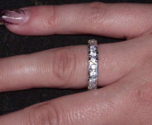 LAB CREATED WHITE TOPAZ WHITE GOLD FILLED  RING  #  8