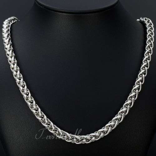 Stunning Tibetan Silver 10mm Unisex  Wheat Braided Chain Necklace