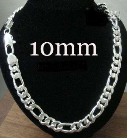 10mm Silver Filled Figaro Men's Chain Necklace 60cm