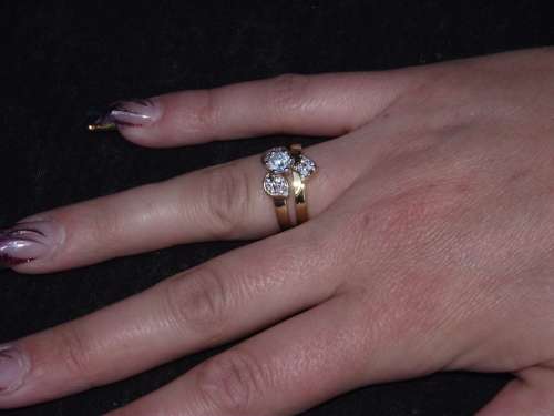 WHITE TOPAZ YELLOW GOLD FILLED WEDDING RING SET  #  7