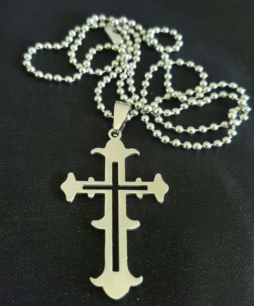 316L Stainless Steel Unisex CROSS  Pendant  Necklace PLUS FREE and 60cm Ball Chain