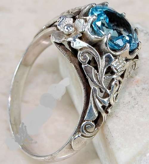 2CT Aquamarine 925 Solid Sterling Silver Art Deco Filigree Ring Sz 7