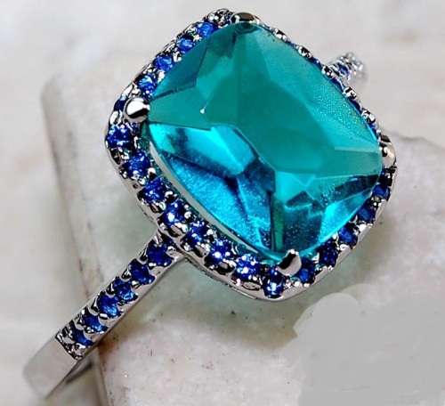 2CT London Blue Topaz & Sapphire 925 Solid Genuine Sterling Silver Ring Sz 8