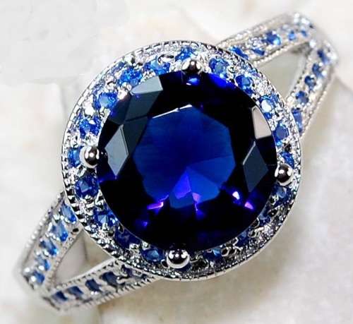 2CT Blue Sapphire 925 Solid Genuine Sterling Silver Ring Sz 7