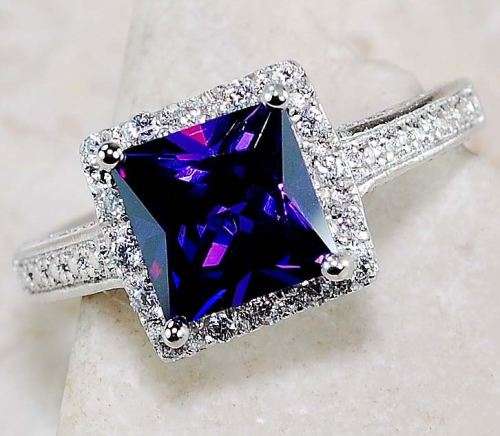 2CT Manmade Amethyst & Topaz 925 Solid Genuine Sterling Silver Ring Sz 8