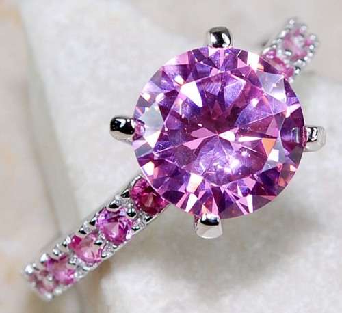 1CT Pink Sapphire 925 Solid Genuine Sterling Silver Ring Sz 6