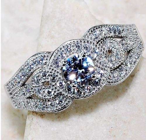 White Sapphire 925 Solid Genuine Sterling Silver Ring Sz 7