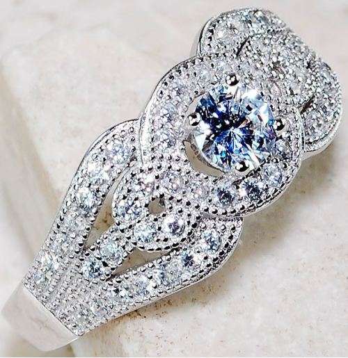 White Sapphire 925 Solid Genuine Sterling Silver Ring Sz 7