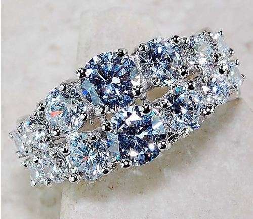 2CT White Sapphire 925 Solid Genuine Sterling Silver Ring Sz 7