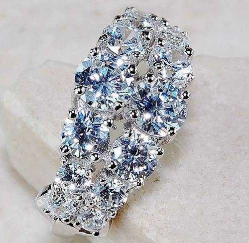 2CT White Sapphire 925 Solid Genuine Sterling Silver Ring Sz 7