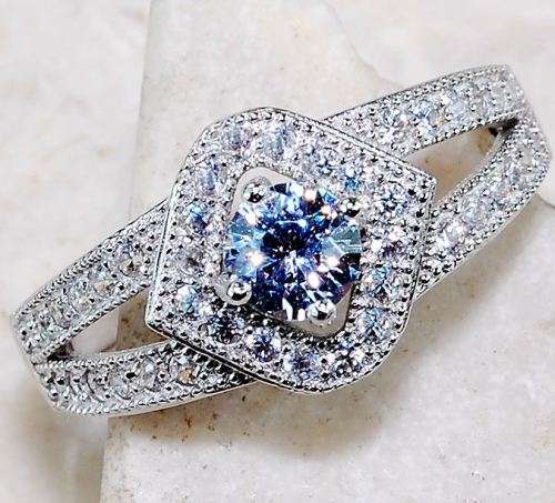 White Sapphire 925 Solid Genuine Sterling Silver Ring Sz 8