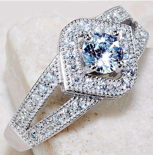 White Sapphire 925 Solid Genuine Sterling Silver Ring Sz 8