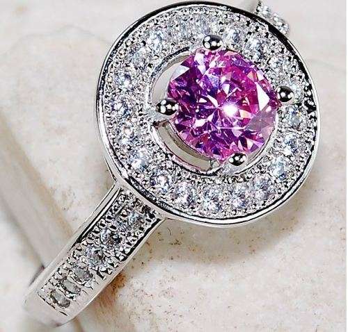 1CT Pink Sapphire & White Topaz 925 Solid Genuine Sterling Silver Ring Sz 8