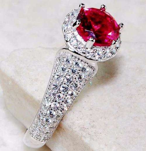 Ruby & White Topaz 925 Solid Genuine Sterling Silver Ring Jewelry Sz 8