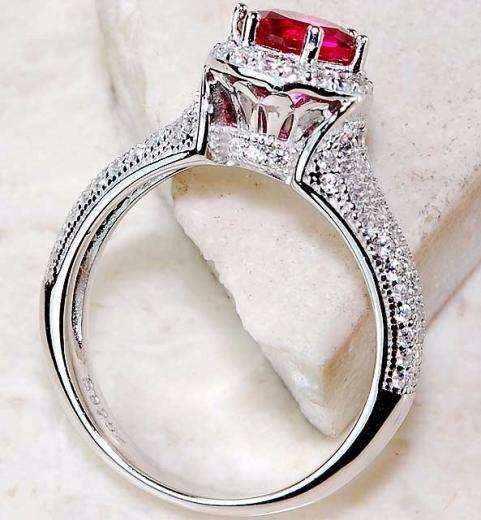 Ruby & White Topaz 925 Solid Genuine Sterling Silver Ring Jewelry Sz 8