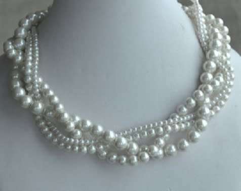 Ivory Twisted Faux Pearls  5 string Necklace
