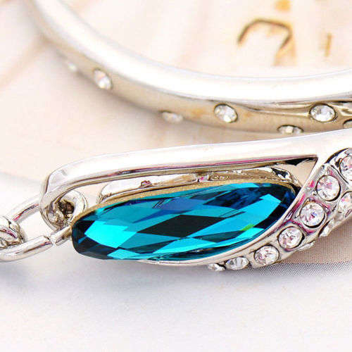 Silver Plated Blue Crystal  Bangle/Bracelet