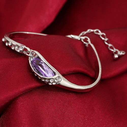 Silver Plated Purple Crystal  Bangle/Bracelet