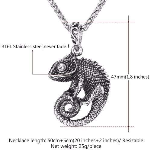 ****NEVER FADE**** SOLID 316L Stainless Steel Chamelion Pendant  Necklace