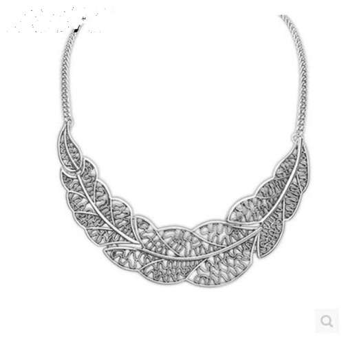 Vintage Leaf Pendant Statement Necklace