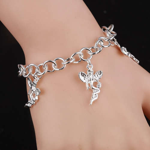 925 Silver Filled Angel Charms  Bracelet