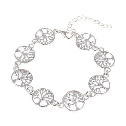 925 Silver Filled Hollow Tree Charms Bracelet