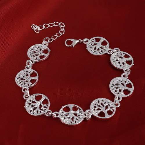 925 Silver Filled Hollow Tree Charms Bracelet