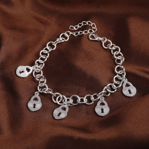 925 Silver Filled Key Lock Charms Bracelet